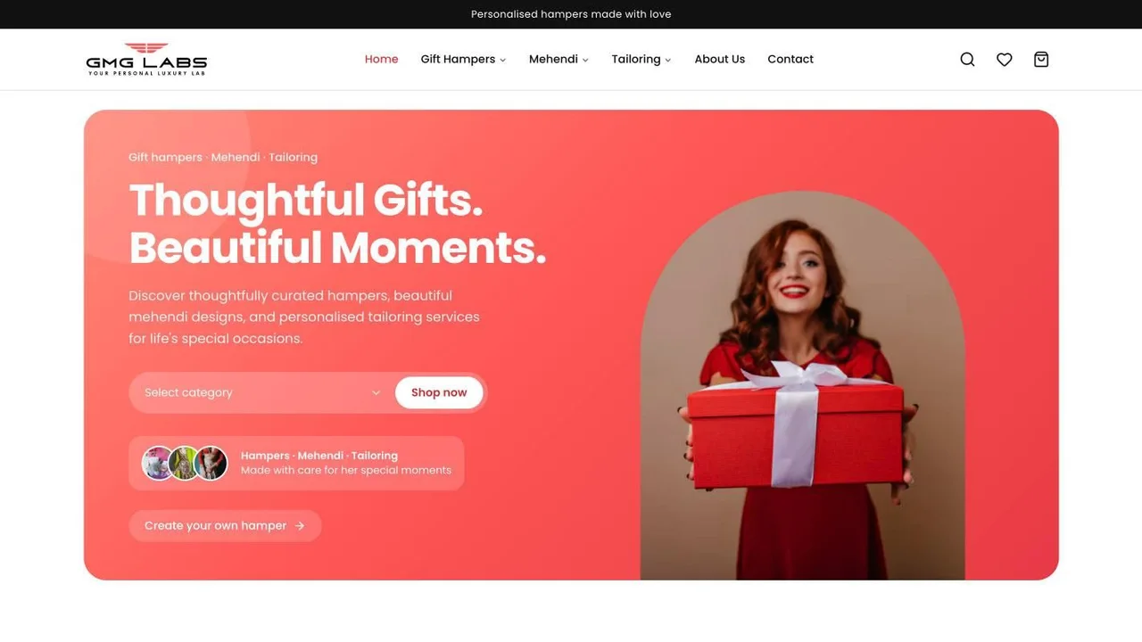 Homepage of the GMG Labs website
